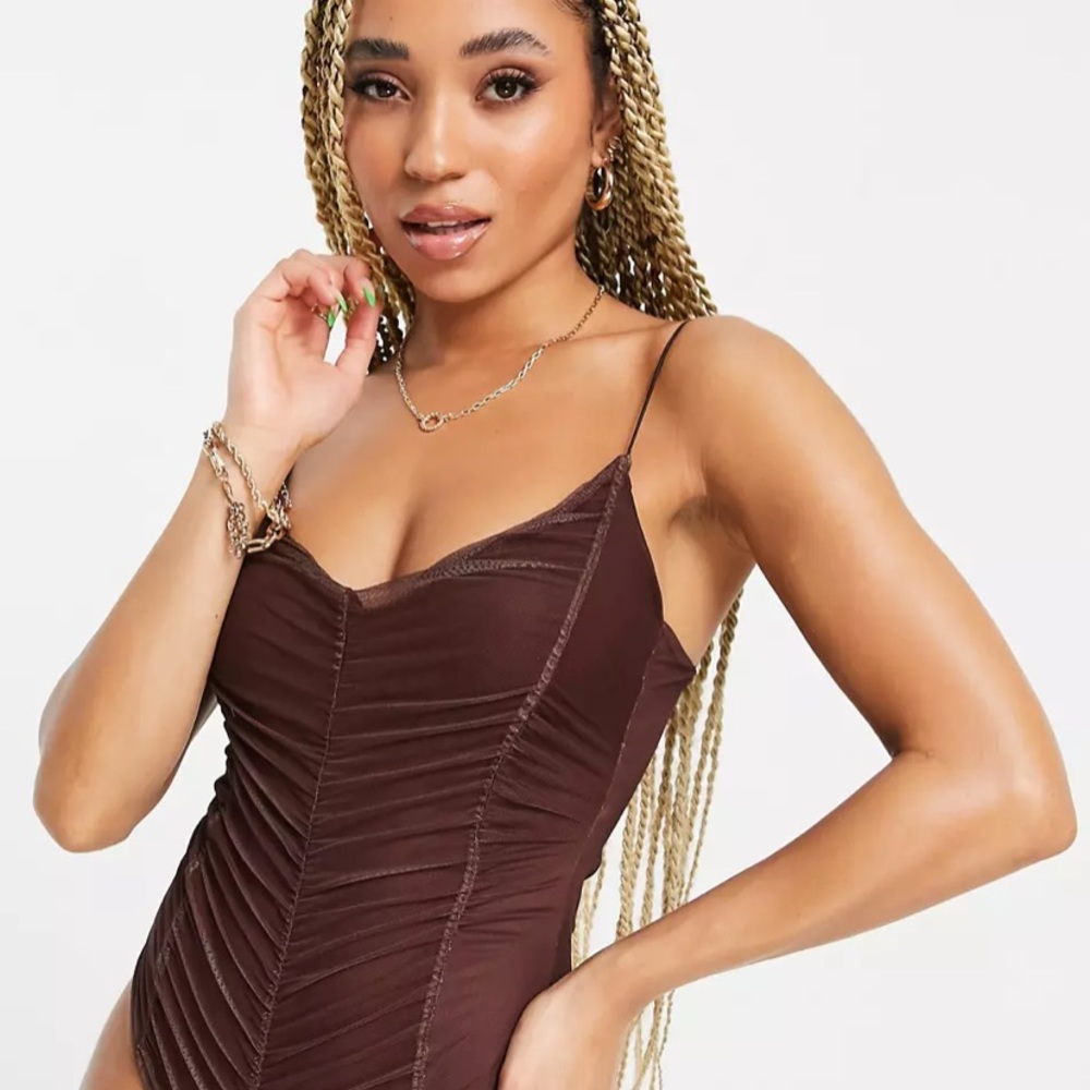 Strappy Mesh Ruched Bodysuit